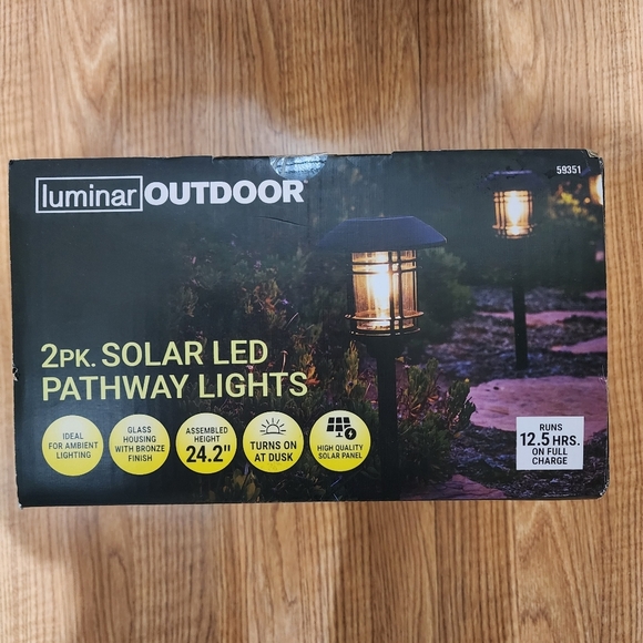Luminar Outdoor Solar LED Pathway Lights 2 Pack NWT - Picture 5 of 7